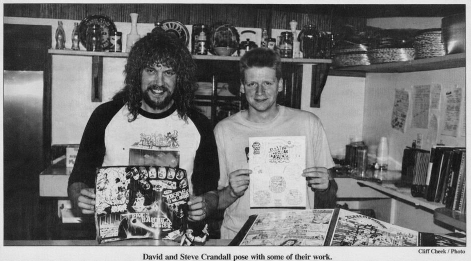 Dave and Steve and their artwork - Toni and Gerry's Deli and Comics - Cortland NY - 1991