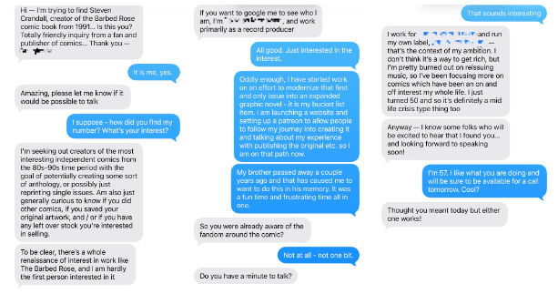 Text images from the Grammy-winning record producer interested in The Barbed Rose